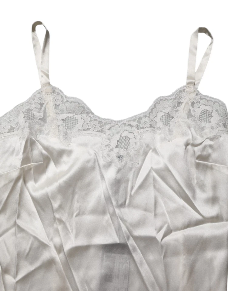 DOLCE & GABBANA Ropa Interior Off White Floral Encaje Tanque Lencería Top IT3 / M 560usd Foto 4 de 4