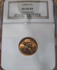1954 S NGC MS66 RD Lincoln Wheat Cent 1c Penny US Mint Coin 1954-S MS-66 RD