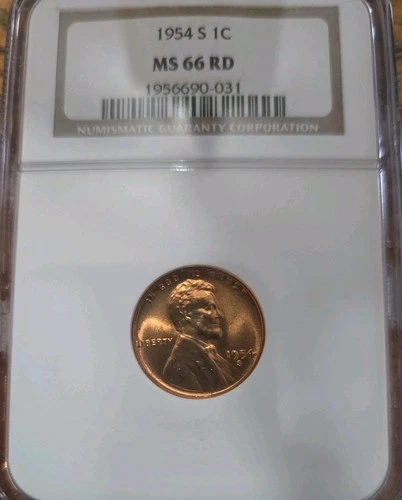 1954 S NGC MS66 RD Lincoln Wheat Cent 1c Penny US Mint Coin 1954-S MS-66 RD