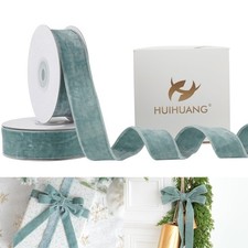 Dusty Blue Velvet Ribbon 1 inch Double Face Thick Velvet Ribbons Blue Ribbon ...