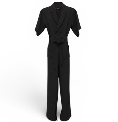 NWT $475 Misha Nonoo Mae Jumpsuit Size 4 Black Tailored Wide Leg 35'' Tall Inseam