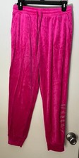 Juicy Couture Pants Womens Medium Pink Velour Track Rhinestone Logo -Y2K