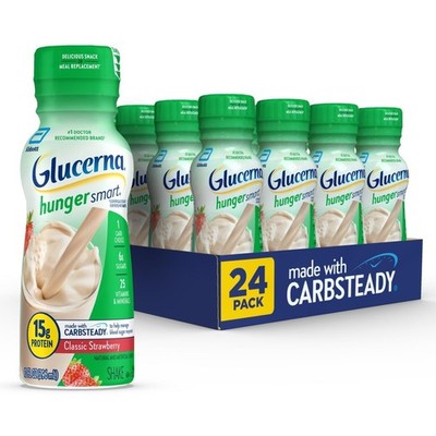 * .Glucerna Hunger Smart Shake, Creamy Strawberry   10-fl-oz -*24 Count. *