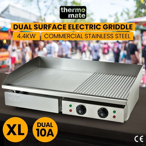 THERMOMATE Commercial Electric Griddle 4400W 73x40cm Half Ribbed Surface - Picture 1 of 12