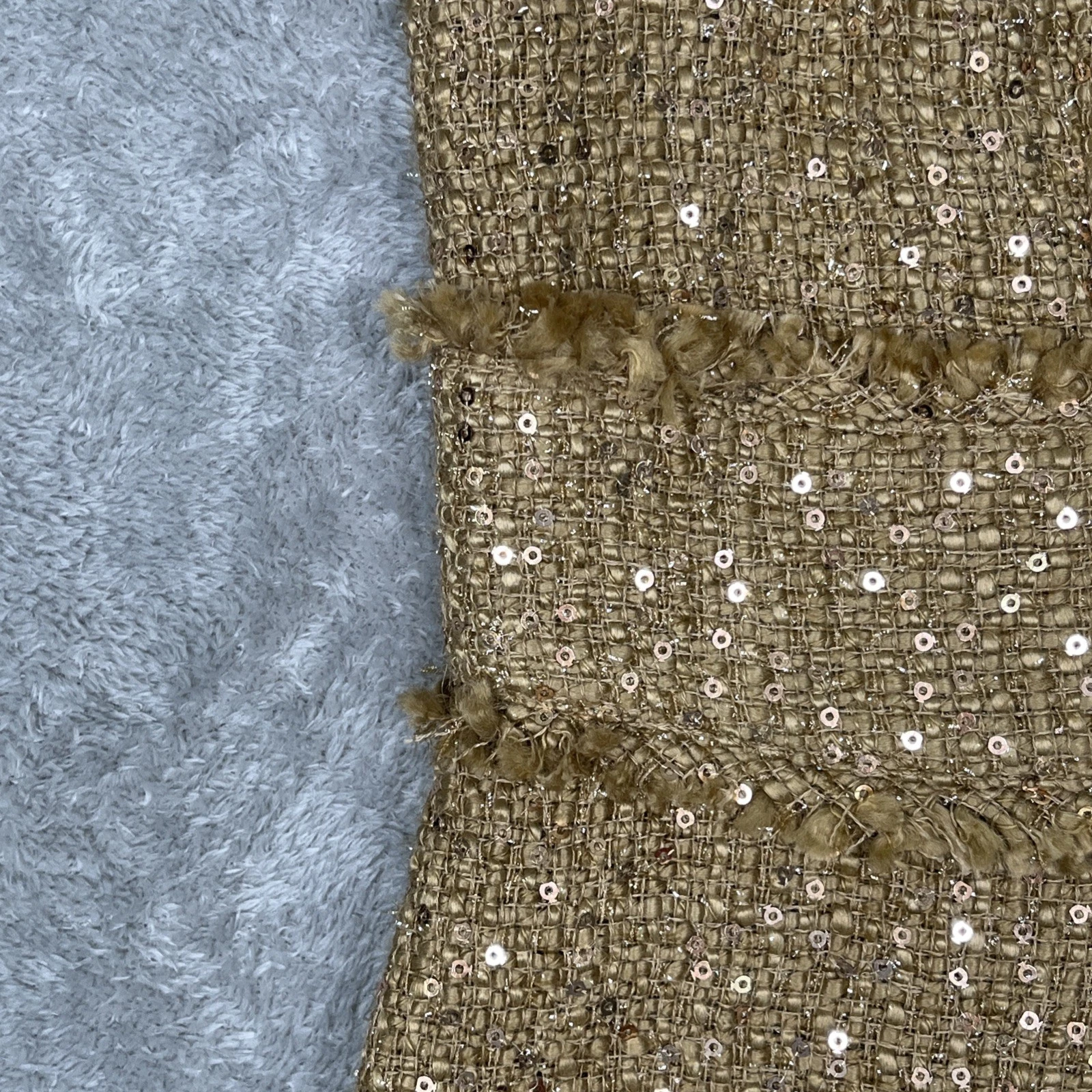 Abito Michael Kors Shimmer G tweed frange senza maniche completamente foderato nuovo taglia 10