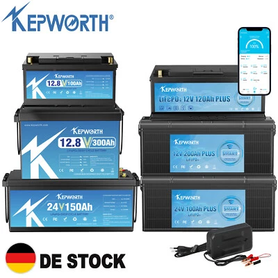 KEPWORTH Batería de litio 12V 24V 36V 48V 100Ah 120Ah 150AH 300Ah LiFePO4 BMS Solar RV