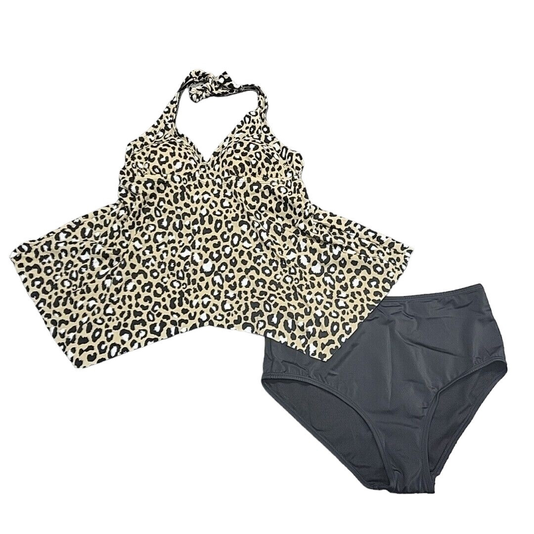 Kim Gravel X Trajes de Baño Para Todos Tankini Top con Conjunto Calzoncillo Talla 10 Estampado Negro