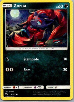 2017 Zorua #52/73 Pokémon Shining Legends POKE#19 | eBay