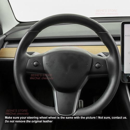 DIY Custom Microfiber Leather Car Steering Wheel Cover For Tesla Model 3 S X Y - Picture 2 of 8