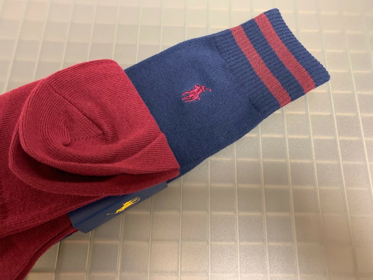 Polo Ralph Lauren PACK Wine/Navy Blue Striped Logo Men's