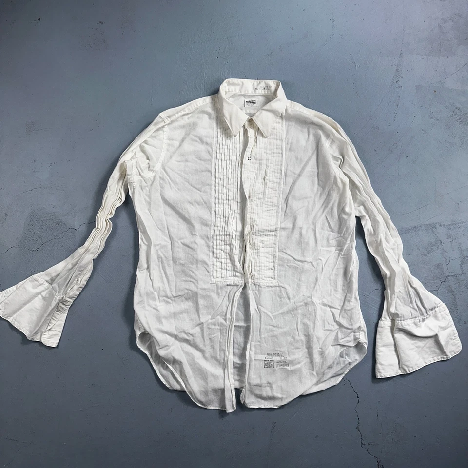 Nueva Camisa de Vestir Arrow De Colección Años 50 Nassau Volantes Frontales Manga Larga Blanca 16-33 Foto 2 de 4