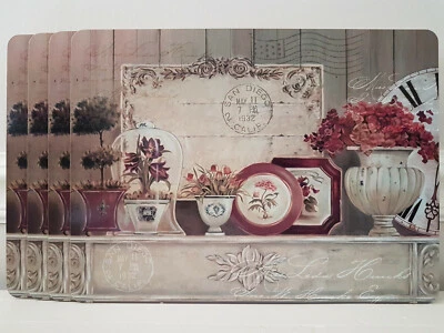 Tischsets 4-teilig - "Carte Postale" Platzsets Korkeiche MDF Shabby Landhaus - Bild 1 von 4