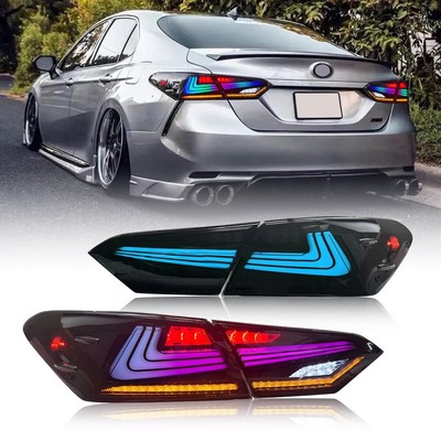 Black LED Tail Lights For Toyota Camry 8TH Gen 2018-2024 RGB Rear Lamps Assembly