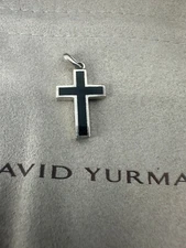 Silver David Yurman Exotic Stone Cross with Black Onyx
