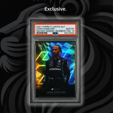 PSA 10 -/5 Lewis Hamilton History Maker - Rainbow Foil -2021 Topps Lights Out F1