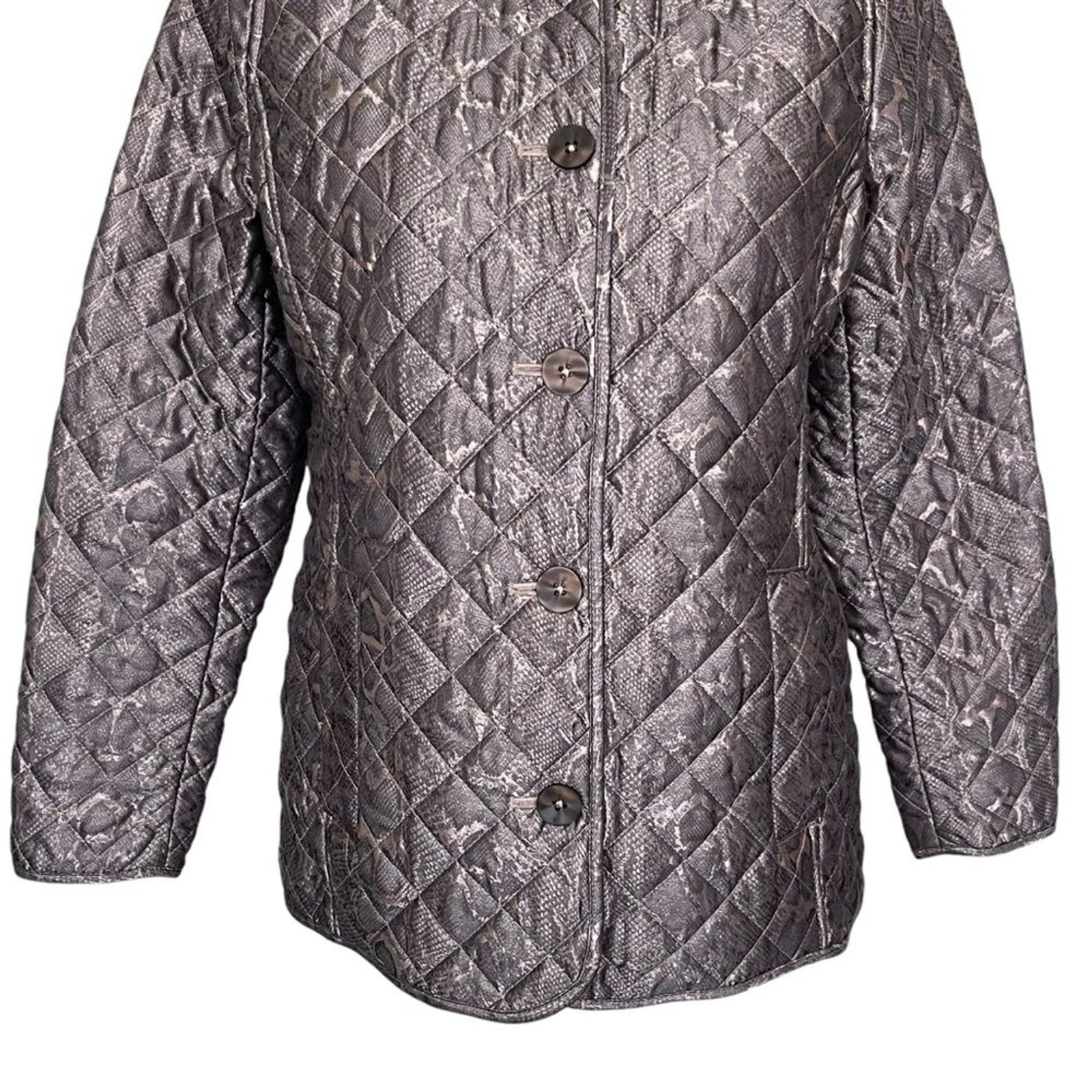 Chico’s Python Print Quilted Jacket Coat Women’s … - image 3