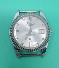 Orologio Vintage Raro Florent Uomo 17 Rubis Jewels Quadrante Grigio Data Carica Manuale