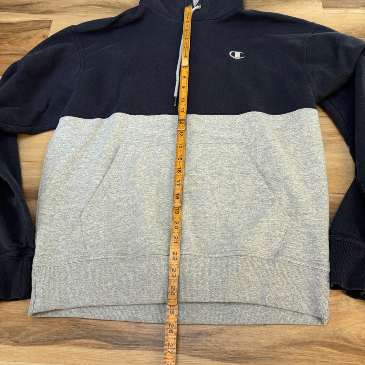 Champion Hoodie Mens Medium Navy Blue Gray Sweatshirt | eBay