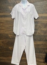 Vgt Carole Women's Pajama 2-Piece Set Purple Stripe Large Short Sleeves Y2K USA