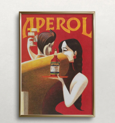 Aperol Vintage Poster, Bar Decor, Beverage Print, Couple Dancing Art poster