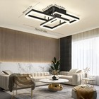 Indoor LED Ceiling Light 50W Black Rectangle Chandelier  Flush Mount Lamp Modern