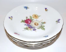 LOVELY SET OF 4 MITTERTEICH BAVARIA GERMANY MEISSEN FLORAL 8" COUPE SOUP BOWLS