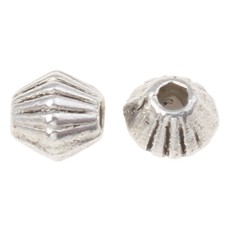 Tibetan Silver Spacer Beads Bicone Shape Small Striped 4mm x 3.5mm 50pcs