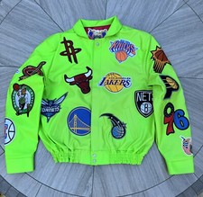 Jeff Hamilton NBA Teams Logo Patch Leather Varsity Jacket Men’s Size XL *DEFECT*