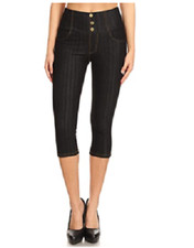 High Waist Reg-Plus Size Stretch Skinny Soft Denim Capri Length Jegging Pant