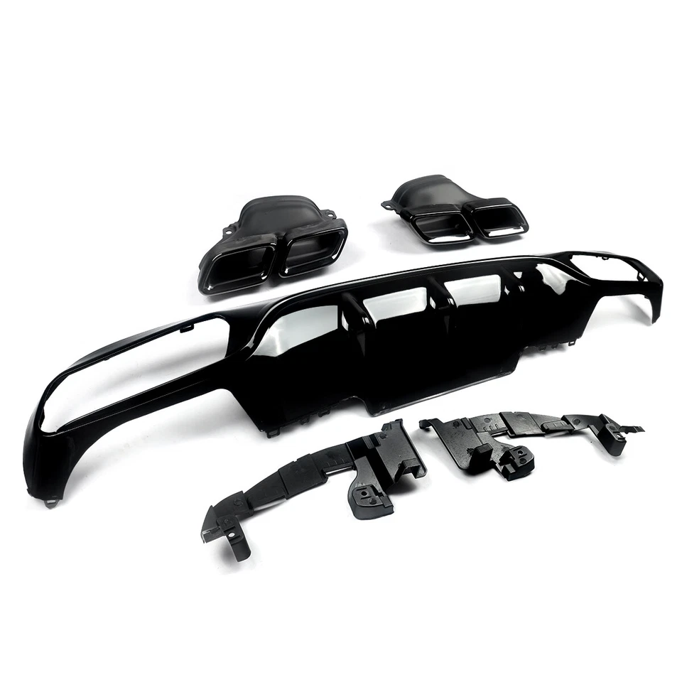 Rear Diffuser Exhaust Tips Fits 2016-2020 Mercedes-Benz W213 E300 E400 E63 Style Foto 2 de 4