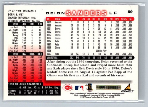 1998 Score - #59 Deion Sanders - Picture 2 of 2
