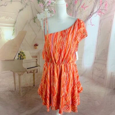 NEW Free People Women's Heart Shaped Face Mini Dress in Orange Size Medium  | eBay