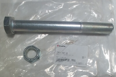 NEW Wurth Pivot Bolt and Nut, 1 in x 9 in, Zinc-Plated Steel