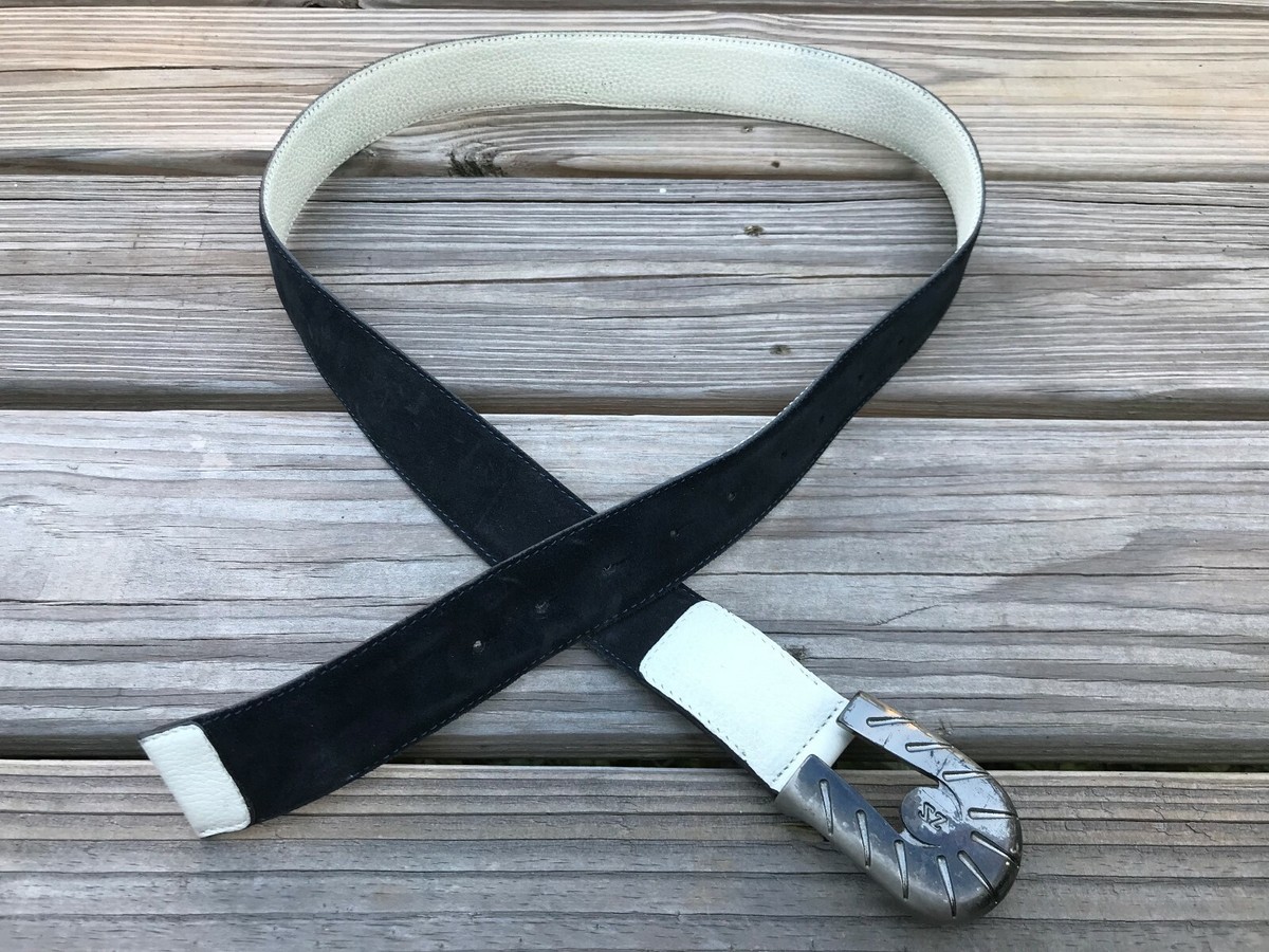 Zegna Sport Men Belt Black Leather ZS Waistband Size 36-37 inches