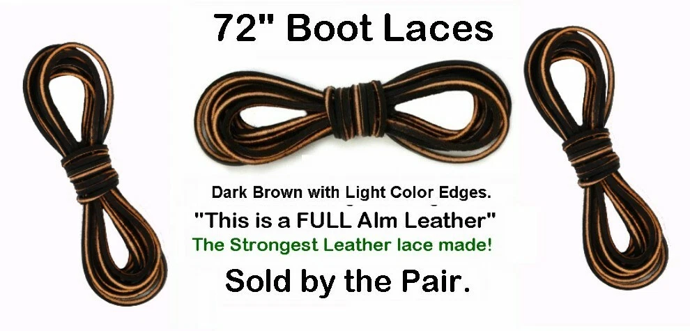 Work Boot Leather Laces Welders Logger 3 PAIRS 72x 9/64 Dark Brown Alm  STRONG