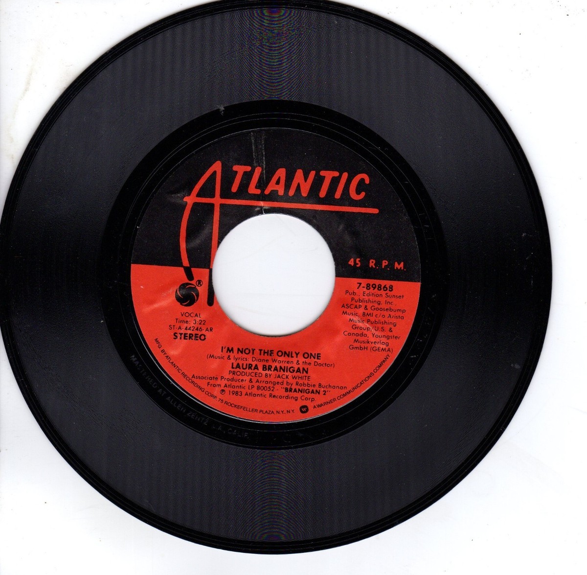 Laura Branigan 45 rpm Atlantic Records 1983, 7-89868, Solitaire