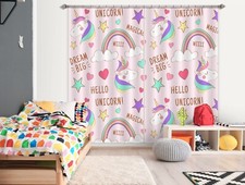 3D Hello Unicorn Stars ZHUA465 Photo Curtain Window Blockout Fabric Amy 2023