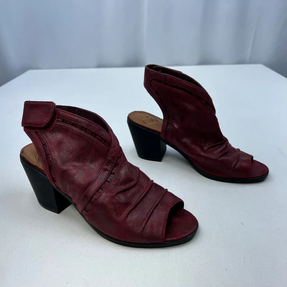 Botines de tacón Madeline para mujer punta abierta borgoña/negro talla 6,5 M Foto 2 de 4