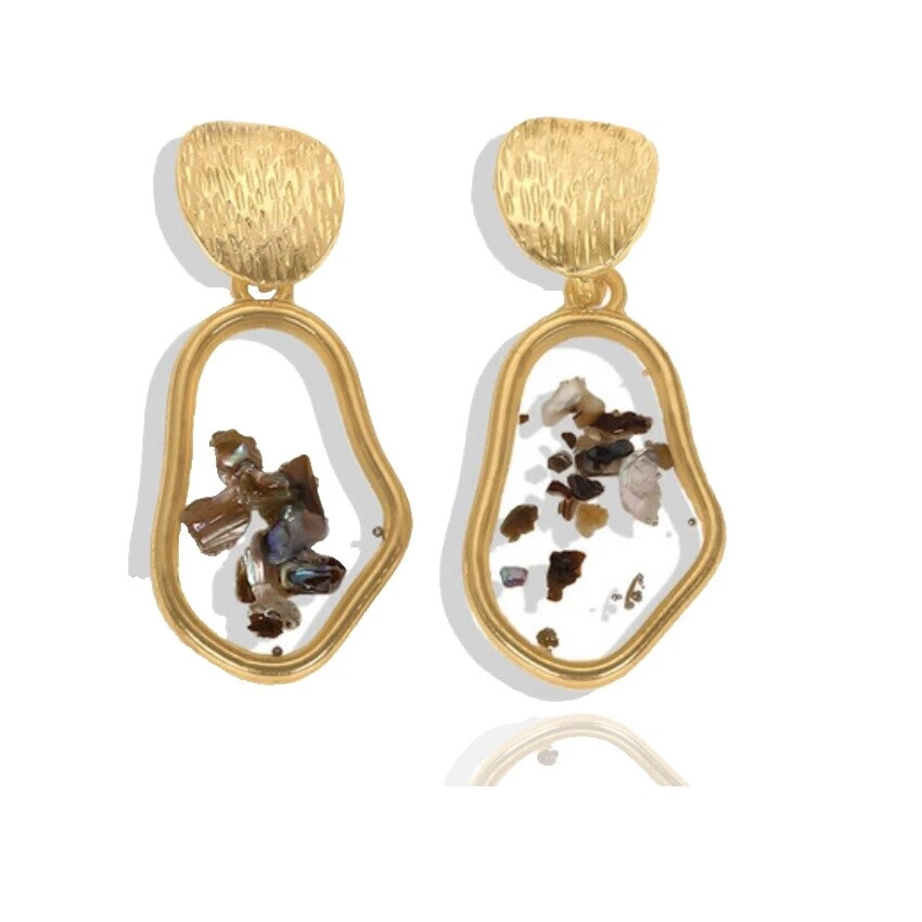 Pendientes de Moda Aro Chapado en Plata de Shell