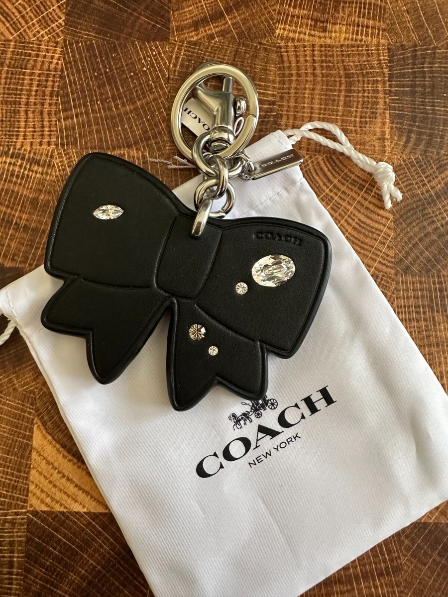 【COACH☆新品】 ボウ バッグ チャーム☆ジェム☆リボン☆ブラック☆レザー NWT COACH BLACK LEATHER BOW CHARM WITH GEMS CZ171 | eBay