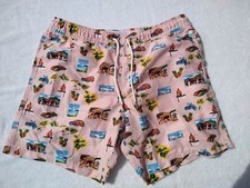 BLUE WAVE POLY SWIM TRUNKS HAWAIIAN LOCATIONS GRAPHIC ALL OVER SIZE L PINK COLOR