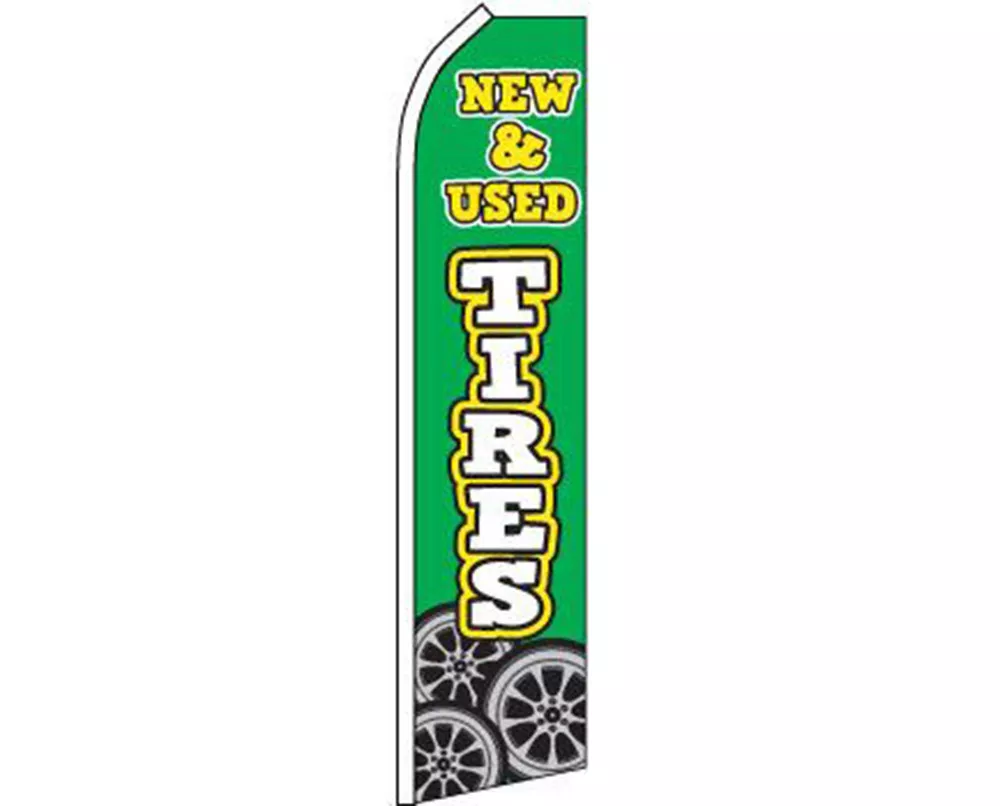 New Used Tires Green White Swooper Super Feather Advertising Flag