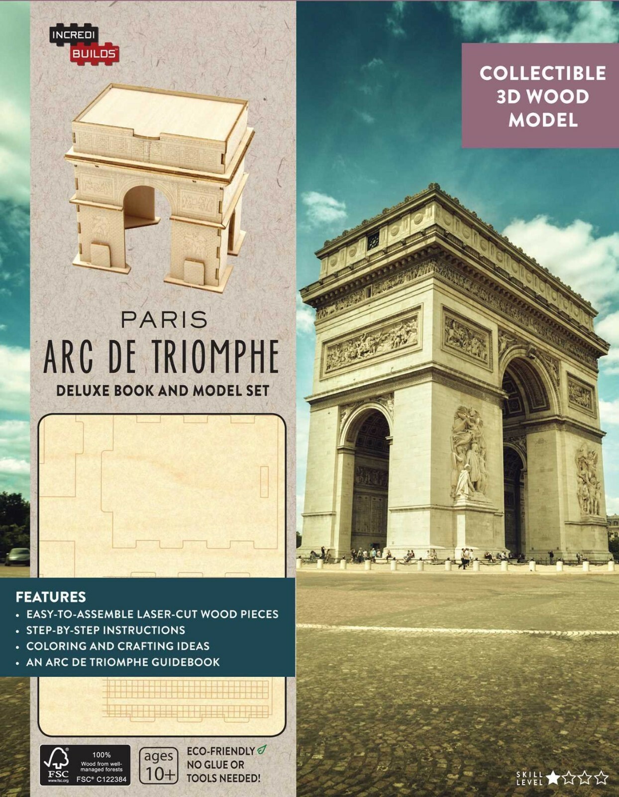 NEW Incredibuilds Paris ARC DE TRIOMPHE  Deluxe Model and Book Set