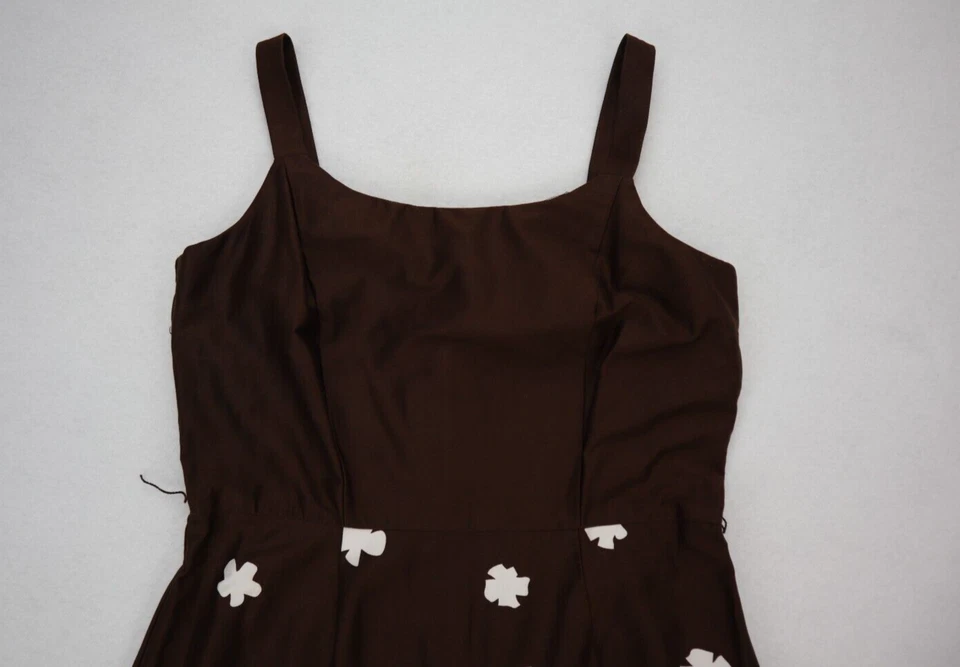 Vestido para mujer Studio I talla 10 marrón estampado floral línea A midi Foto 2 de 4