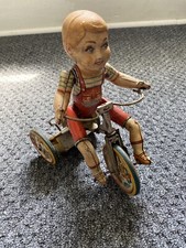 VINTAGE " KIDDY CYCLIST " TIN WIND UP TOY - UNIQUE ART MFG. CO. ANTIQUE