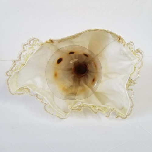 10" Angel Tree Topper Ceramic Head Blonde Gold Wings Dress Lace Holiday Ornament - Picture 4 of 8