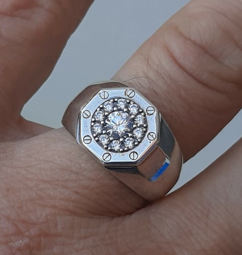 ANELLO ARGENTO 925 UOMO solitari zirconi taglio brillante modello cartier |  eBay