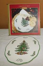 9" Spode Christmas Tree Cheese Plate Trivet England in Box