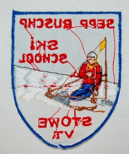 VINTAGE Patch SEPP RUSCHP SKISCHULE VT Made in Switzerland 60er Jahre SELTENER FUND - Bild 2 von 3