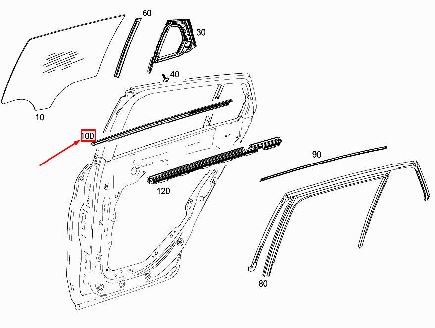 Mercedes-Benz GLC X253 Rear Left Door Window Chrome Strip Trim  